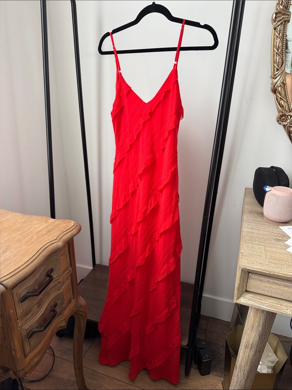 Princess Polly Red Ruffle Slip Maxi Dress